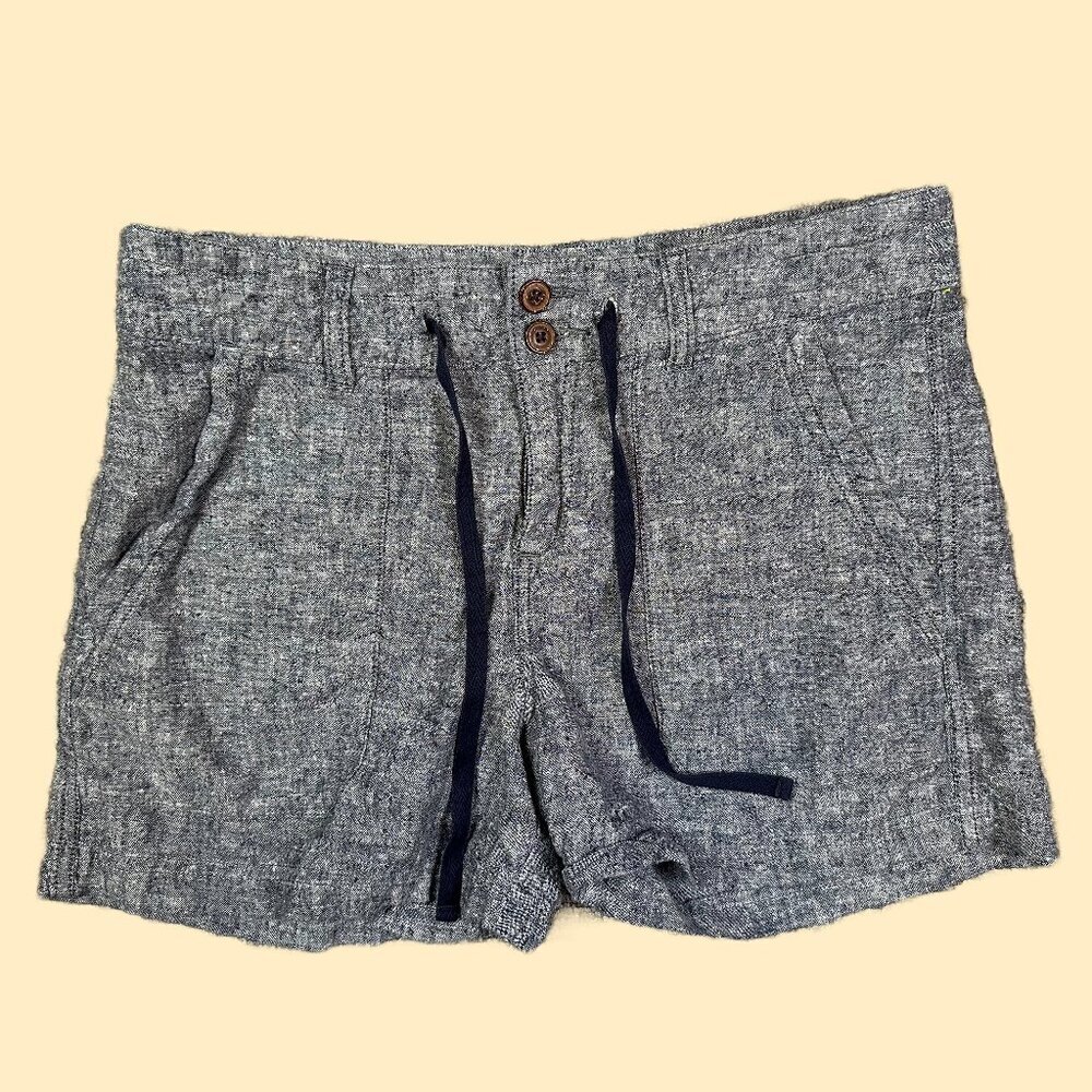 Women's Gray Linen-Blend Drawstring Shorts